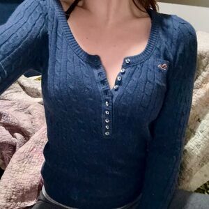Hollister Navy V-Neck Sweater